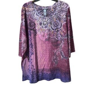 Catherines 3/4 Sleeve Purple Top 2X